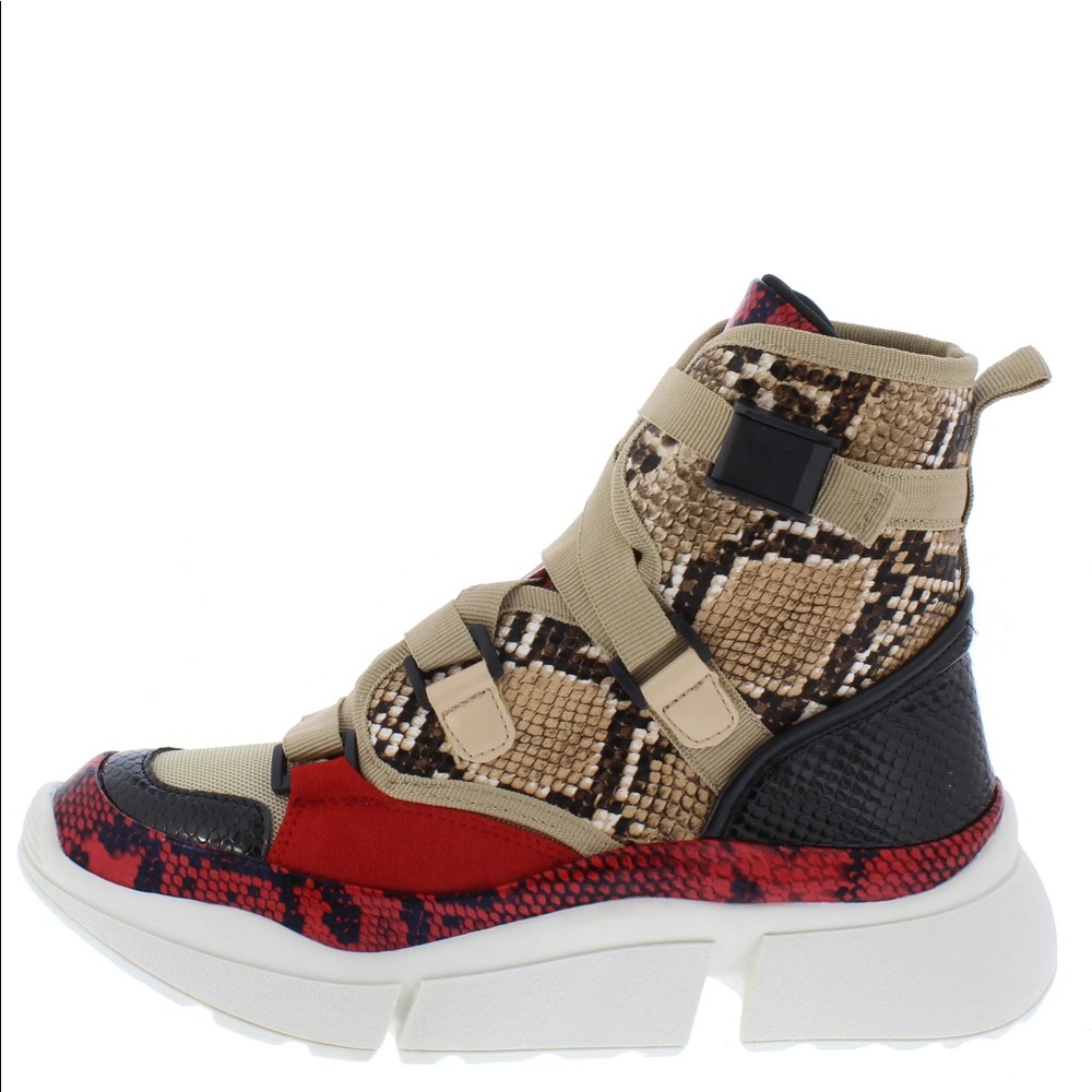 Red snake skin sneaker booties!